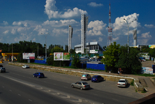 Вид на улицу Вишняковой и стадион "Кубань" с железнодорожного моста